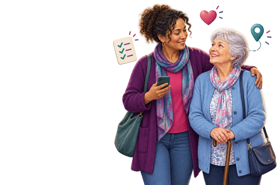An unpaid carer with the person she supports